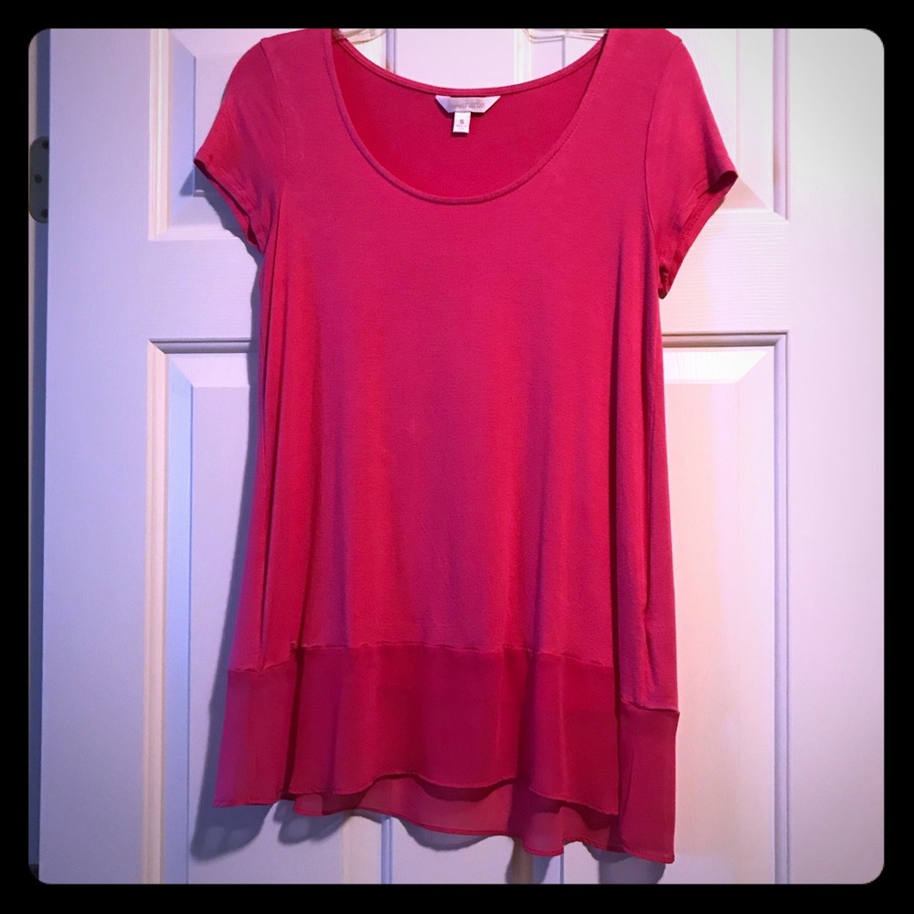 Hit Pink top with sheer bottom accent